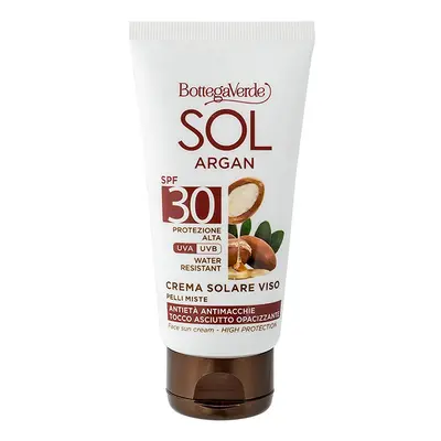 Bottega Verde SOL ARGAN Voděodolný opalovací krém na obličej SPF 30, 50 ml