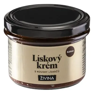 Živina Lískový krém s kakaem a kousky lískáčů, slazený datlovým sirupem, 220 g