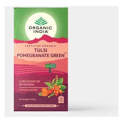 ORGANIC INDIA Tulsi se zeleným čajem a granátovým jablkem BIO, 25 sáčků