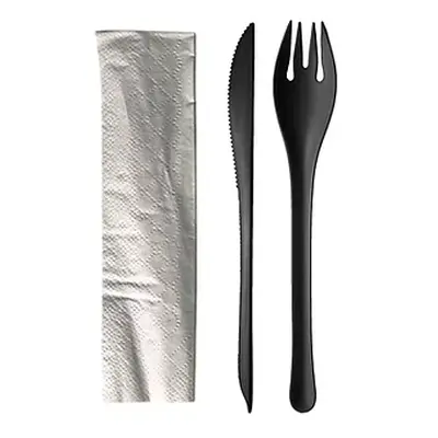 Cookplay Set jednorázových příborů Chikio EKO Set 2 Black, černý, 50 setů