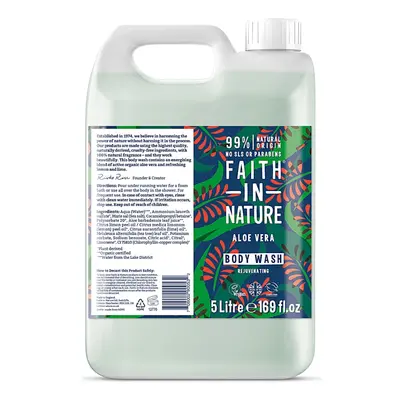 Kanystr 5 litrů Faith in Nature přírodní sprchový gel/pěna Aloe/Ylang