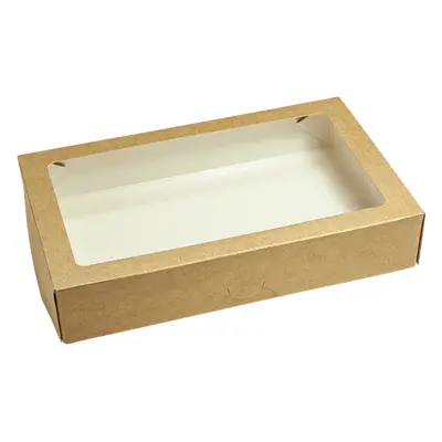 EcoPack Papírový box EKO na jídlo 200x120x40 mm hnědý s okénkem 1000 ml ba1/25 ks Balení: 25