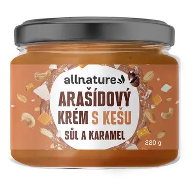 Allnature Arašídový krém s kešu, solí a karamelem, 220 g