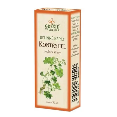 Valdemar Grešík - Natura s.r.o. Kontryhel kapky 50 ml GREŠÍK-Z-35% líh, Bylinné kapky