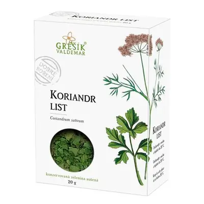 Valdemar Grešík - Natura s.r.o. Koriandr list 20 g GREŠÍK Dobré koření