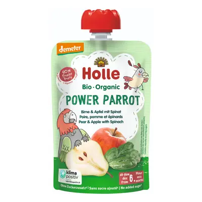 Holle Bio Power Parrot kapsička hruška s jablkem a špenátem pro děti od 6. měsíce, 100 g