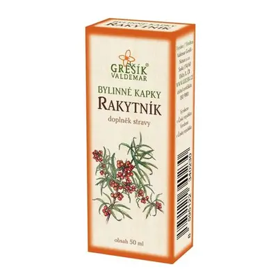 Valdemar Grešík - Natura s.r.o. Rakytník kapky 50 ml GREŠÍK-Z-40% líh, Bylinné kapky