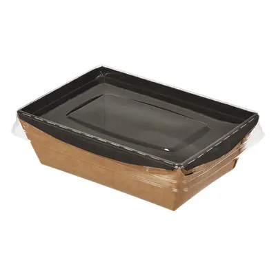 EcoPack Papírový box / miska EKO na salát 100x140x45 mm hnědo-černý s transp. víčkem bal/25 ks B