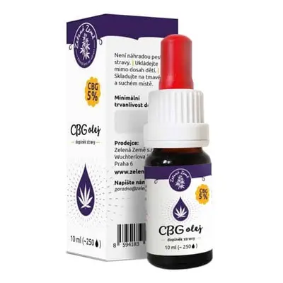 Zelená Země CBG konopný olej 5%, 10 ml