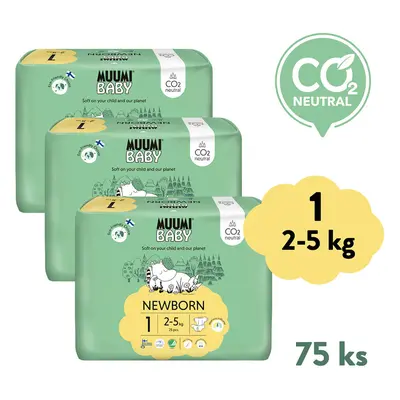 Muumi Baby 1 Newborn 2-5 kg (75 ks), měsíční balení eko plen