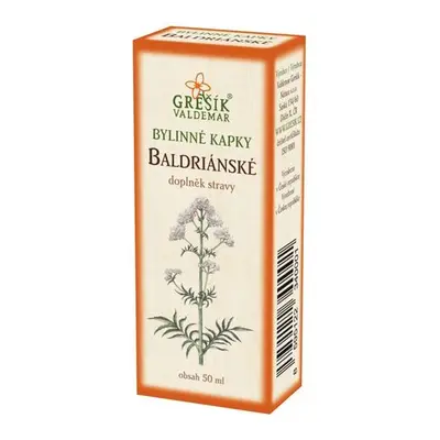 Valdemar Grešík - Natura s.r.o. Baldriánské kapky 50 ml GREŠÍK-Z-40% líh, Bylinné kapky