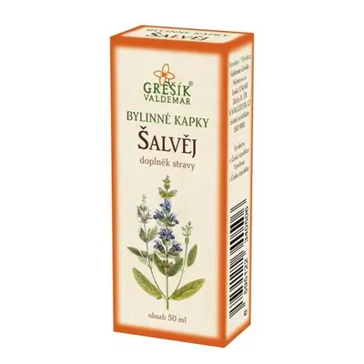 Valdemar Grešík - Natura s.r.o. Šalvěj kapky 50 ml GREŠÍK-Z-35% líh, Bylinné kapky