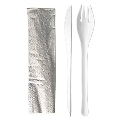 Cookplay Set jednorázových příborů Chikio EKO Set 2 White, bílý, 50 setů