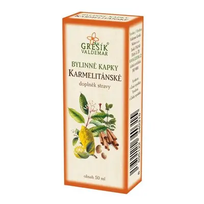 Valdemar Grešík - Natura s.r.o. Karmelitánské kapky 50 ml GREŠÍK-Z-40% líh, Bylinné kapky