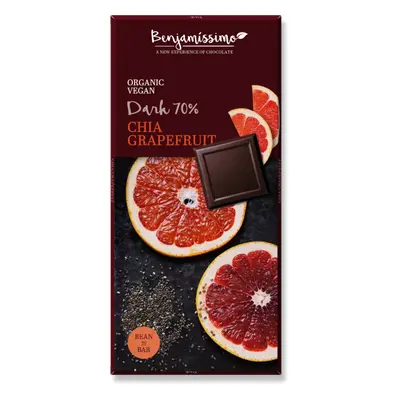 Benjamissimo Čokoláda tmavá 70% s chia a grapem, 70g, Bio