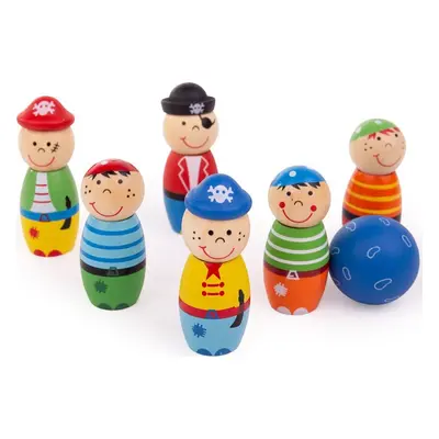 Bigjigs Toys Dřevěné kuželky Piráti