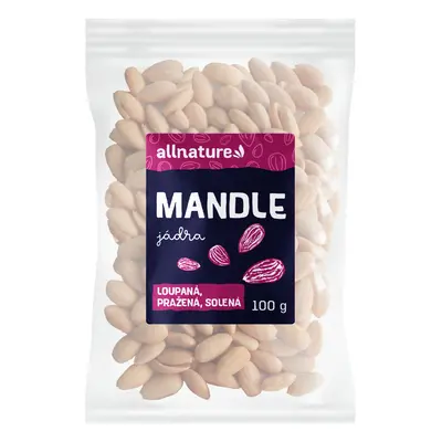 Allnature Mandle loupané pražené solené, 100 g