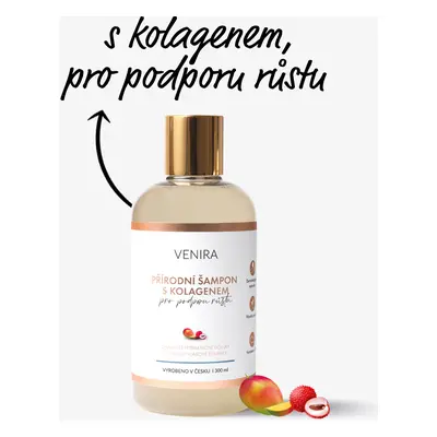 VENIRA přírodní šampon s kolagenem pro podporu růstu- mango-liči, 300 ml