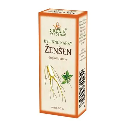 Valdemar Grešík - Natura s.r.o. Ženšen kapky 50 ml GREŠÍK-Z-40% líh, Bylinné kapky