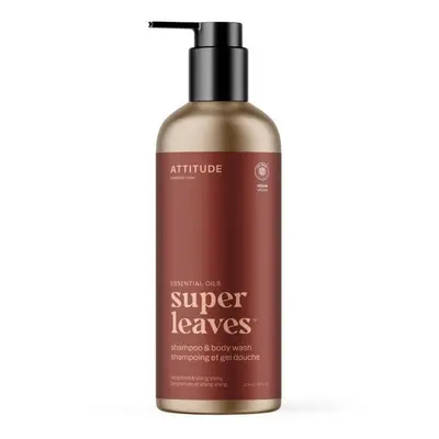 ATTITUDE Super leaves Essentials Přírodní šampon a sprchový gel 2v1 Bergamot & YlangYlang, 473ml