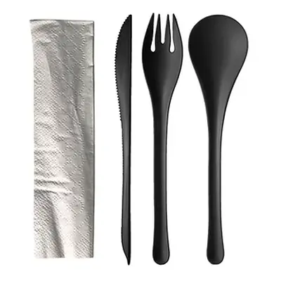 Cookplay Set jednorázových příborů Chikio EKO Set 1 Black, černý, 50 setů