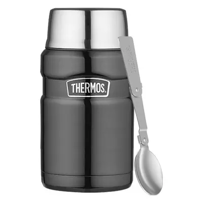 THERMOS Termoska na jídlo se skládací lžící a šálkem - metalicky šedá 0,71