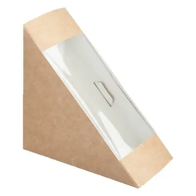 EcoPack Papírový box EKO na sendvič 130x130x60 mm hnědý s okénkem ba1/100 ks