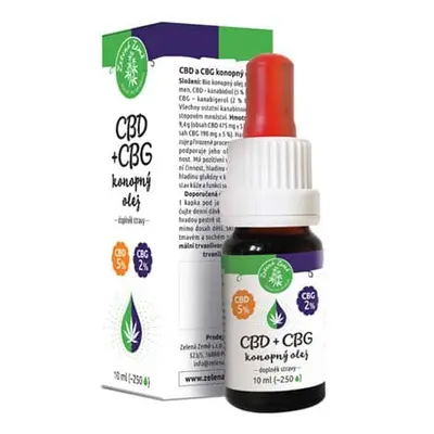 Zelená Země CBD 5% + CBG 2% konopný olej 10 ml