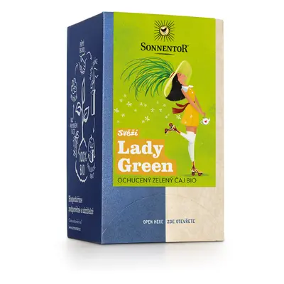 Sonnentor Svěží Lady Green bio, ochucený zelený čaj, 21,6 g porc. dvoukomorový