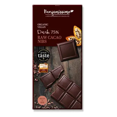 Benjamissimo Hořká čokoláda 75% s RAW kousky kakaa, 70g