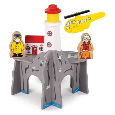 Bigjigs Rail Tunel s majákem a heliportem