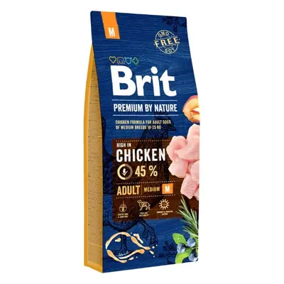 Brit Premium by Nature krmivo pro dospělé psy středních a velkých plemen s kuřetem, 15 kg