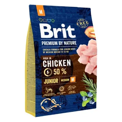 Brit Premium by Nature krmivo pro mladé psy středně velkých plemen s kuřetem, 3 kg