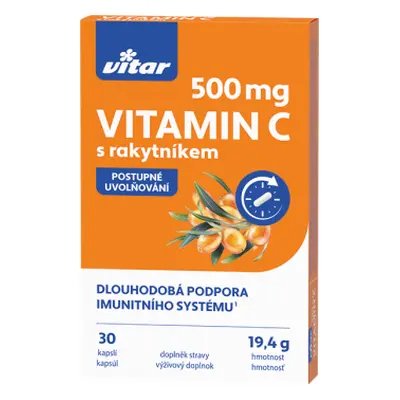 Vitar Vitamin C 500 mg s rakytníkem, 30 kapslí