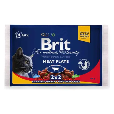 Brit Premium Cat Kapsičky pro kočky MASOVÝ MIX (krocan/kuře, hovězí/hrášek) 2x2, 400 g