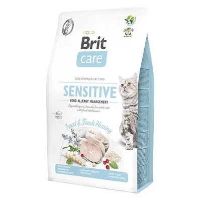 Brit Care Cat krmivo bez obilovin pro kočky s potravinovou alergií sleď a hmyz, 2 kg