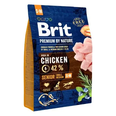 Brit Premium by Nature krmivo pro starší psy malých a středně velkých plemen s kuřetem, 3 kg