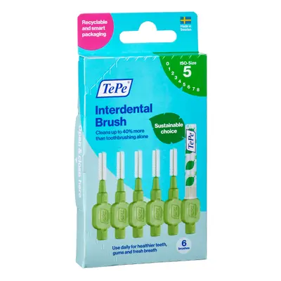 TePe Original zelené mezizubní kartáčky z bioplastu 0,8 mm, 6 ks