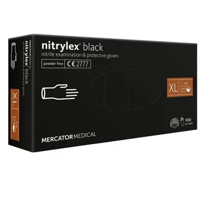 Mercator Medical Nitrilové rukavice Mercator NITRYLEX nepudr., černé 100 ks Velikost: XL