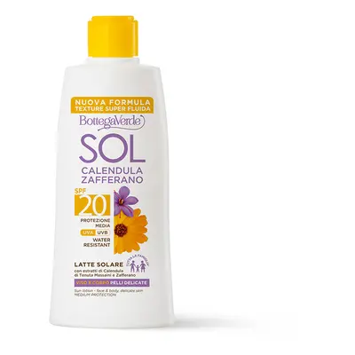 Bottega Verde SOL Voděodolné mléko na opalování SPF20, Měsíček a šafrán, 200ml