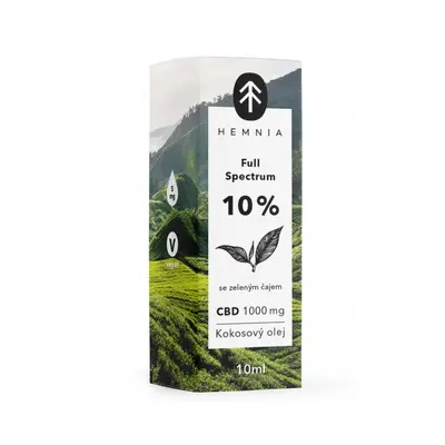 Hemnia Full Spectrum CBD Kokosový olej 10%, 1000 mg, 10 ml s příchutí zeleného čaje