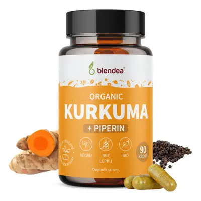 Blendea Kurkuma + Piperin BIO Organic, 100% rostlinné, 90 kapslí