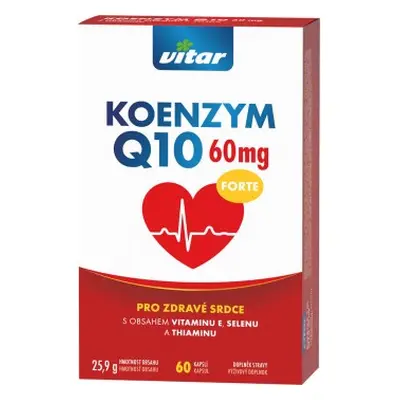 Vitar Koenzym Q10 60 mg + Se + Vitamin E + Thiamin, 60 kapslí