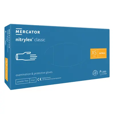 Mercator Medical Nitrilové rukavice Mercator NITRYLEX classic, modré, nepudr., 200 ks Velikost: 