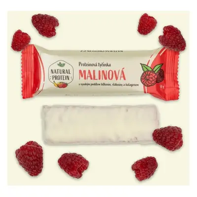 Natural Protein Proteinová tyčinka s kolagenem, malinová, 50g