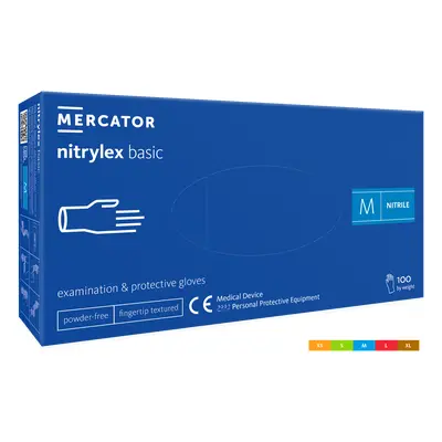 Mercator Medical Nitrilové rukavice Mercator NITRYLEX basic, nepudr., tmavě modré,100ks Velikost