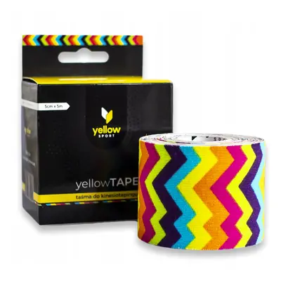 yellowSPORT by ZARYS yellowTAPE Kineziologický tejp, 5cm x 5m, duhová zigzag