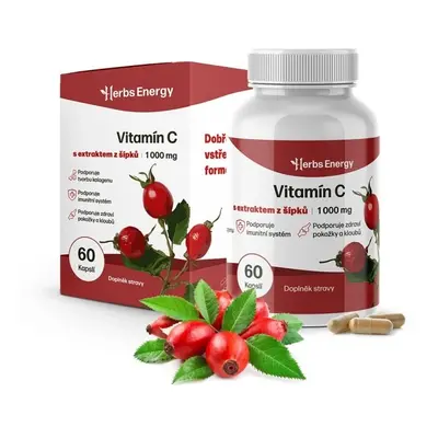 Herbs Energy Vitamín C s extraktem z šípků 1000 mg, 60 kapslí