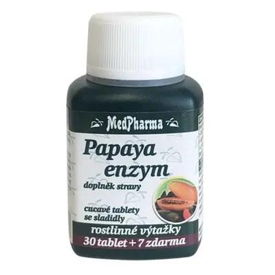 MedPharma Papaya enzym - cucavé pastilky bez cukru, 37 tablet