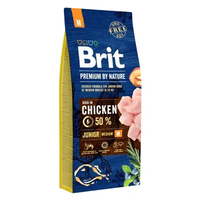 Brit Premium by Nature krmivo pro mladé psy středně velkých plemen s kuřetem, 15 kg